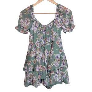 Inspired Hearts Pastel Floral Ruffle Romper Mini Dress Women S Feminine Coquette